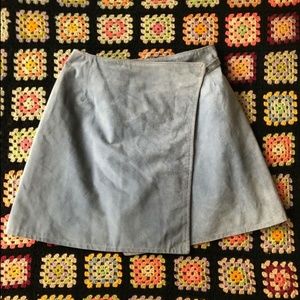1980s Vintage Blue Real Leather Gapelle Skirt